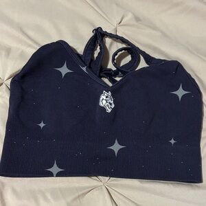 Black Sports Bra with Star Pattern by She Darc sport